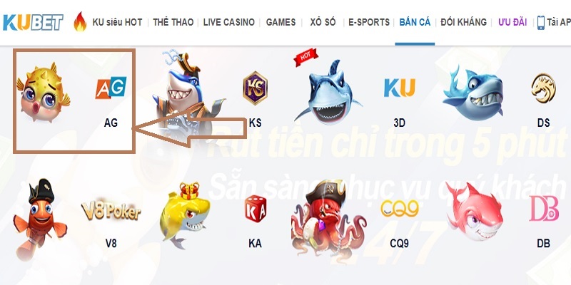 Khám phá sảnh game AG Bắn Cá tại nhà cái KUBET